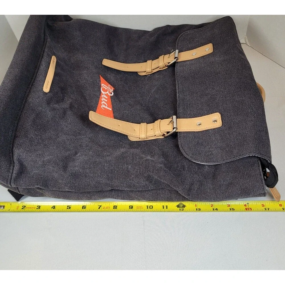 Budweiser Promotional Black Canvas Backpack Organizer Lap Top Portfolio